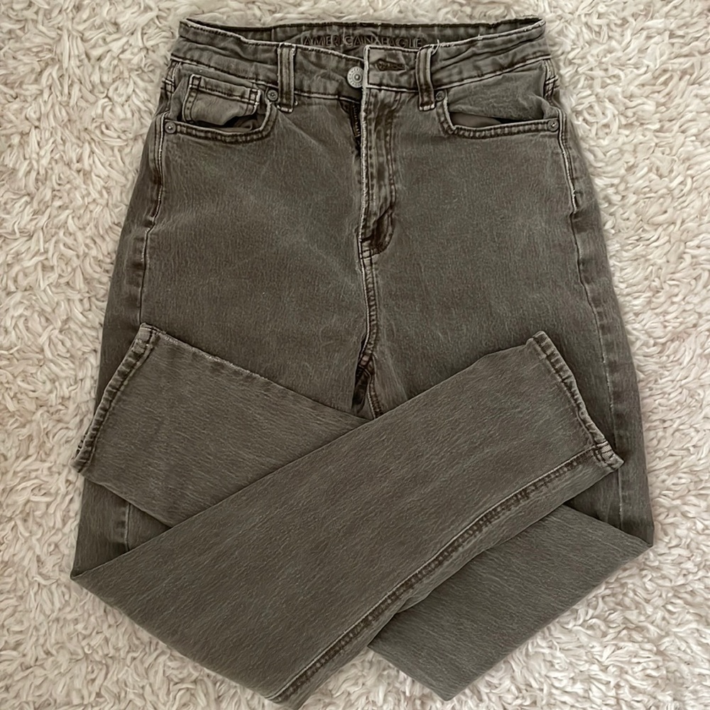 Light washed olive mom jeans